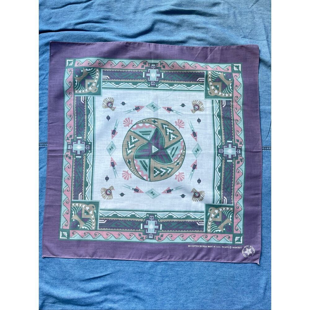 VTG Southwestern Desertcore Western Bandana Scarf Wamcraft USA 22.5"